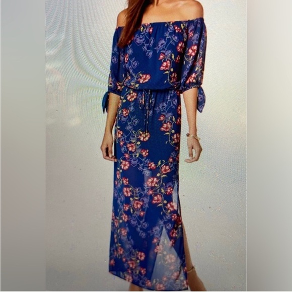 City Studio Off The Shoulder Floral Maxi Dress NWT - Picture 1 of 7
